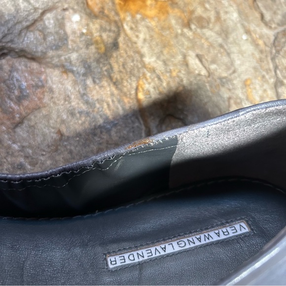 NIB Vera Wang Lavender leather ballet flats Charcoal Gray never worn 11 NEW HTF! - Picture 6 of 11